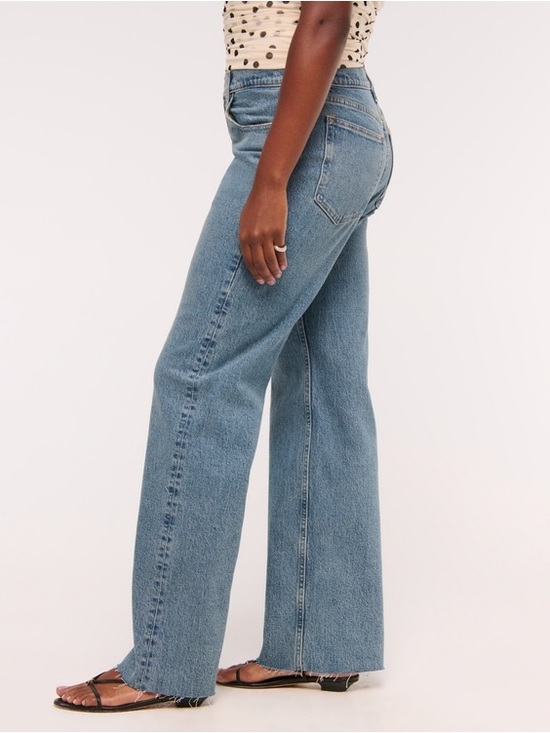 Abercrombie & Fitch High Rise 90s Relaxed Frayed Hem Jean Size 34 US 18 - Picture 4 of 16